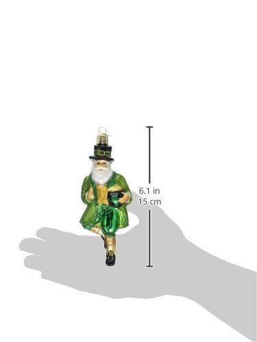 Old World Christmas Irish Santa Glass Blown Ornament for Christmas Tree, Handcrafted Holiday Decoration, Irish Collection
