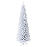7FT White Pencil Christmas Tree, Artificial Christmas Tree w/Premium PVC Needles, Pine Tree w/Solid Metal Stand, Ideal for Home, Office, Shops, Holiday Decoration