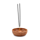 Samhita Acacia Wood Round Incense Stick Holder,Incense Burner, Ash Cather and Aromatherapy Ornament Home Décor (5" x 5" x 1.5")