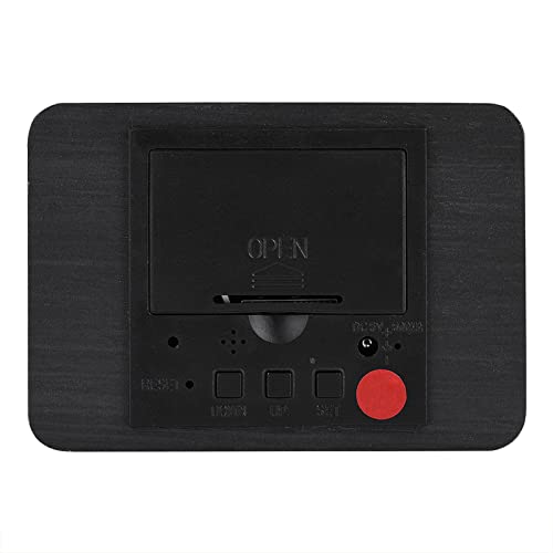 Kadimendium Gentle LED Lights Powered by 3 AAA Batteries Wooden Clock Alarm Clock Alarm Temperature Display Digital Alarm for Famliy (Black Wood + red Light)