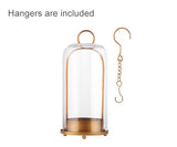 12" High Versatile Modern Metal Hurricane Lantern with Handmade Sturdy Glass Dome in Antique Brass for Pillar Candle & Plants, Industrial, Farmhouse, Shabby Chic (Brass, 5"x12")