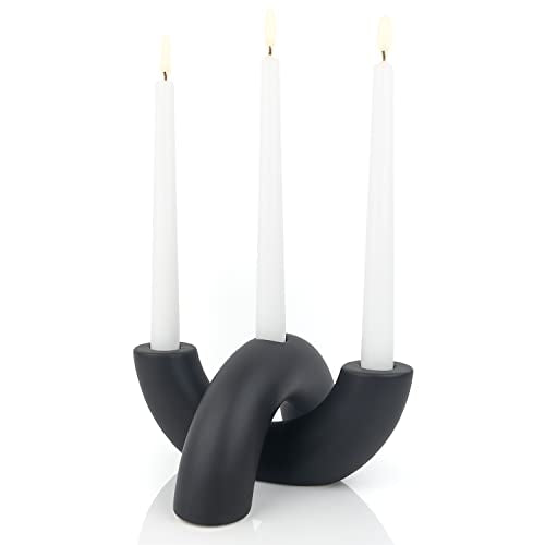 Taper Candle Holder Set - Candle Stick Holders for Dining Room Table, Entryway Table, or Fireplace Mantel - Modern Candelabra Home Decor (Black)