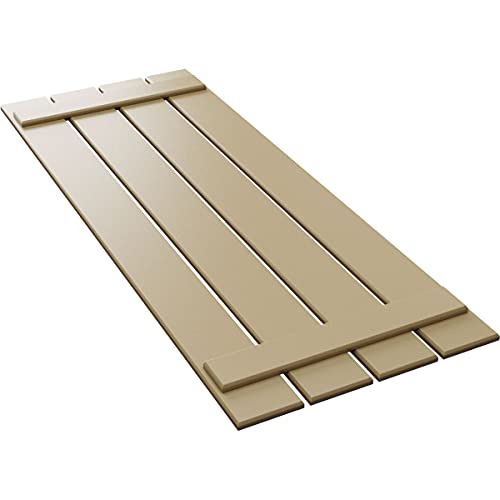 23"W x 52"H True Fit PVC, Four Board Spaced Board-n-Batten Shutters, Natural Twine (Per Pair - Hardware Not Included)