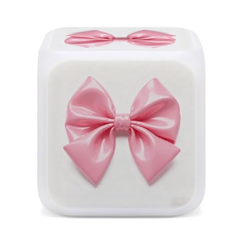 Pink Bow Alarm Clock Night Light Alarms for Bedroom Smart Digital Alarm Clock LED Display Clocks with 7 Colorful Ambient Lights Sleep Timer for Heavy Sleepers Simple Operation