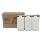 Stonebriar 3 Pack Tall 3 x 6 Inch 65 Hour Long Burning Unscented White Wax Pillar Candles