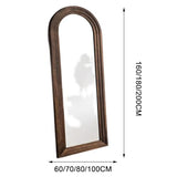 Arched Floor Mirror Wood Frame Wall Mounted Mirror, HD Imaging, Full Length Retro Art Style Mirror, Distressed Finish for Wall/Floor, Living Room, Bedroom, Entryway 70 * 180cm Dark Brown