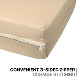 Queen Size Futon Cover, Armless Stretch Futon Slipcover Armless Sofa Cover Furniture Protector, Durable & Washable Zippered Futon Couch Cover for Adults Kids and Pets, Ivory