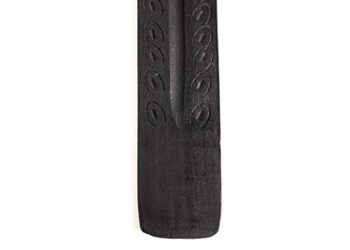 Wooden Incense Holder - Carved Wood Hand Painted - 10 inches Long (Black)