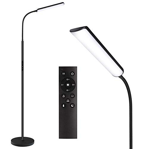 LED Floor Lamp, Bright 15W Floor Lamps for Living Room with 1H Timer, Stepless Adjustable 3000K-6000K Colors & Brightness Standing Lamp with Remote & Touch Control Reading Floor Lamps