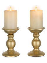NUPTIO Gold Pillar Candle Holders: Brass Table Centerpiece for 3" Candles