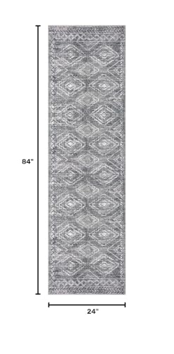 Washable Runner Rug 2x7 ft Non-Slip Hallway Runners, Grey