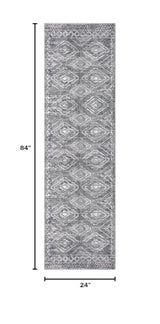 Washable Runner Rug 2x7 ft Non-Slip Hallway Runners, Grey