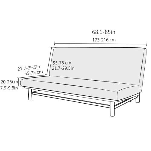 Velvet Armless Futon Cover 3/2 Seater Stretch Sofa Bed Slipcover, All-Inclusive Armless Sofa Covers Slipcovers, Anti-Slip Futon Covers Slipcovers, Futon Cover Stretch Armless Sofa Bed,C