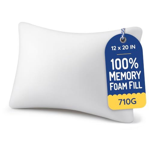 AM AEROMAX 12x20 Memory Foam Throw Pillow Insert, Rectangular Lumbar, White