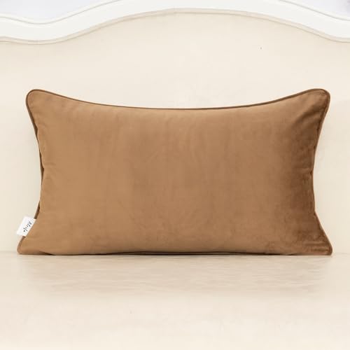 Alerfa Green Brown Floral Throw Pillow Cover 12 x 20 Inch Cut Velvet Rectange Luxury Decorative Lumbar Pillow Cover for Couch Living Room Bedroom