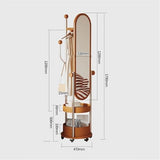 Decorative Wooden Full-Length Dressing Mirror Household Floor Rotating Coat Rack for Living Room