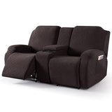 VANSOFY Recliner Loveseat Cover with Middle Console Stretch Reclining Sofa Slipcover for 2 Seat Jacquard Reclining Couch Sofa Covers Furniture Protector with Elastic Straps Bottom(Chocolate)