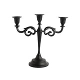 3-Arm Matte Black Metal Candelabra Halloween Centerpiece Taper Holder