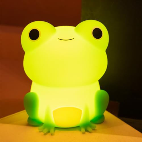 Frog Night Light, Cute Lamp Frog Gifts Nightlight for Kids Bedroom, Silicone Animal Frog Stuff, Rechargeable Baby Nursery Light Bedside Lamp with Timer, Birthday Gifts for Boys Girls Toddlers