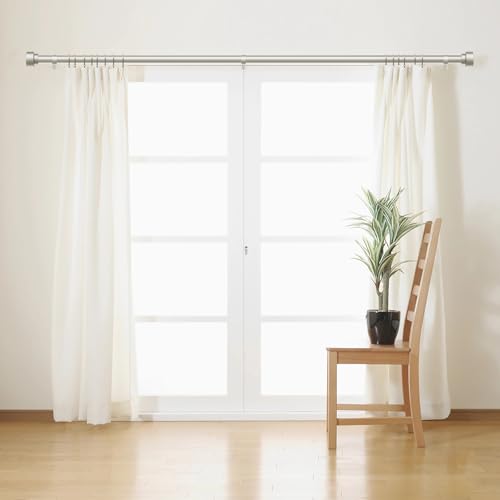 Time Forest Curtain Rods for Windows 66 to 120, 1 Inch Adjustable Heavy Duty Long Window Outdoor Curtain Rod for Patio, Drapery Rods with Simple End Caps, Size 32"-120", Brushed Nickel