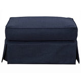 Sunset Trading Americana Slipcover Only for Rectangular Ottoman | Performance Fabric Washable Water-Resistant Stain-Proof | Living Room Sofa, Chair, Loveseat Footrest Cover | Navy Blue