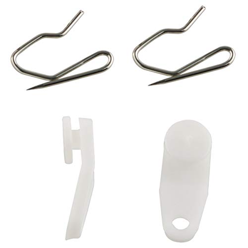 E-outstanding 50 Sets White Plastic Traverse Rod Slides Rail Glider and Metal Curtain Hooks Window Curtain Accessories