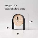 Natural Travertine Stone Wabi-Sabi Style Decorative Minimalist Desktop Clock