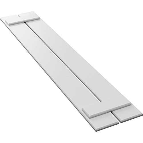 11 1/4"W x 42"H True Fit PVC Two Board Spaced Board-n-Batten Shutters, White (Per Pair - Hardware Not Included)