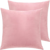 Velvet Decorative Throw Pillow Covers, Soft Square Cushion Case Home Decor for Living Room Couch Bed Sofa, Set of 2 Pack, Pink, 18x18 Inch