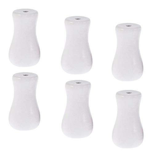 Cutelec Wood Cord Tassels 6Pack for Window Blinds White Cord Knobs Wooden Hanging Ball Pulls for Curtain Craft(6, White)