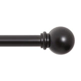 Kenney Chelsea Ball End Window Curtain Rod - Adjustable 28 to 48 Inches, Extendable Set, Black
