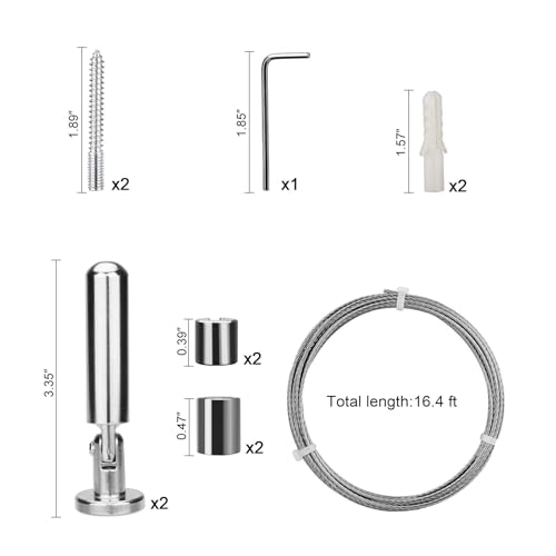 OOTSR Wall Mount Children's Art Projects Display Curtain Rod Set - Stainless Steel Photo Hanging Clothesline Window Curtain Tension Wire Multi-purpose Crafts Organizer (5 Meter)