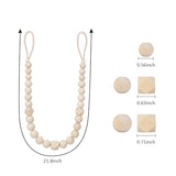 Wood Bead Curtain Tiebacks, KLOGTSIND Set of 2 Curtain Holdbacks for Thin or Thick Window Draperies, Boho Farmhouse Curtain Tiebacks with Hooks, Curtain Tie Backs for Home Office Room Decor