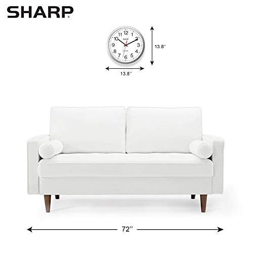 Sharp Wall Clock – Silver, Silent Non Ticking 14 Inch Quality Quartz Battery Operated Round Easy to Read Home/Kitchen/Office/Classroom/School Clocks, Sweep Movement
