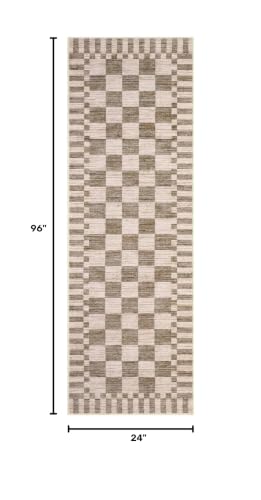 GarveeHome 2x8 Checkered Kitchen Runner Rug for Hallway Non Slip Washable