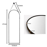 HARRITPURE 16"x48"Arched Mirror with Hanging Leather Strap Full Length Mirror Aluminum Frame Wall-Mounted Arch Hanging Mirrors for Bathroom Vanity Living Room Bedroom Entryway Decor