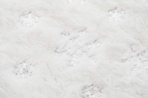 Christmas Tree Skirt 30/36/49 inches Xmas White Tree Skirts Snowflake Embroidery for Christmas Decorations Holiday Party 198 Silver 78