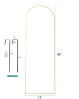 Full Length Mirror - 14'' x 48'' Arched Hanging/Leaning Mirror, Home Decor, Gold