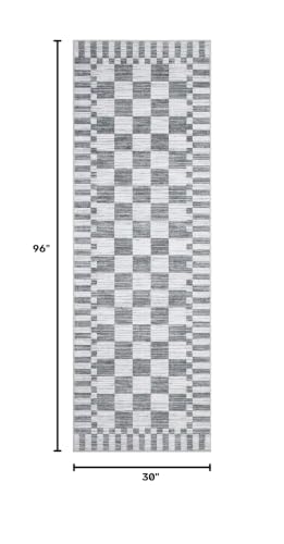 GarveeHome 2.5x8 Checkered Kitchen Runner Rug for Hallway Non Slip Washable