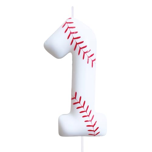 Baseball Birthday Number Candles for Cake White Number 1 Rookie of The Year 1st Birthday Candle Baseball Cake Topper for Baseball Birthday Party Decorations