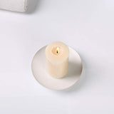 White Iron Plate Candle Holder,Decorative Iron Pillar Candle Holder, Set of 3,Candle Stand for Wax Candles