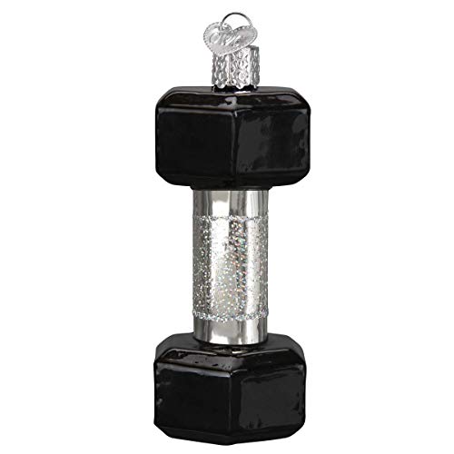 Old World Christmas Dumbbell Glass Blown Ornament for Christmas Tree, Handcrafted Holiday Decoration, Sport Collection
