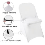 12 PCS Waterproof Stretch Spandex Folding Chair Covers, Dining Room Chair Slipcovers Protector for Wedding, Banquet, Party, Holidays, Celebration and Decoration（White）