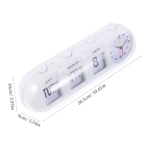1Pc Manual Flip Desk Clock Perpetual Calendar Plastic Date Display Home Office Desktop Calendar Clock for Dorm Room Decor