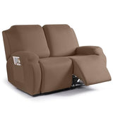 TAOCOCO Loveseat Recliner Cover 2 Pieces Stretch Loveseat Covers for 2 Seat Reclining Sofa, Soft Polyester Fabric Furniture Protector Washable Loveseat Reclining Cover (2 Seat, Light Coffee)