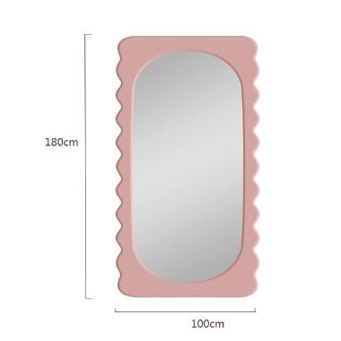 Full Length Mirror, Irregular Clouds Full Body Mirror, Wall Mounted Floor Mirror, Wooden Frame Leaning Hanging Wall Mirror for Bedroom Entrance A-100 * 180cm
