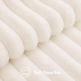 decorUhome Fall Cozy Faux Fur Throw Pillow Covers 18x18 Set of 2 Decorative Soft Plush Striped Modern Farmhouse Boho Couch Pillow Cases with Velvet Back for Sofa Bed Living Room, Cream White