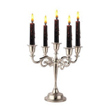 5 Arm Candelabra Taper Candle Holders Decorations Indoor Kitchen Décor Table Candles Candlestick Candelabra Centerpiece (Silver)