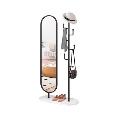 Decorative Luxury Full-Length Floor Mirror with Rotating Coat Rack Integrated for Bedroom and Home Use for Living Room