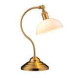 O'Bright Bankers - Cordless LED Table Lamp, Battery-Operated, Rechargeable, 3-Level Dimming, Universal USB-C Charging, 180° Swivel Head, White Jade Glass Shade, Antique Brass